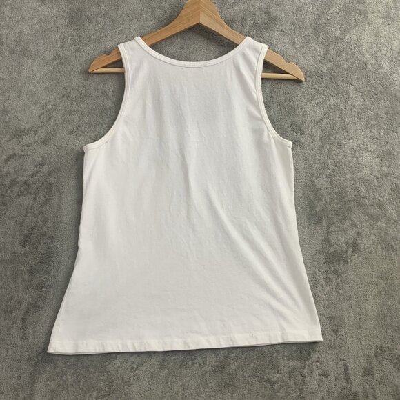 Calme by Johnny Was Shirt Womens Medium White Scoop Neck Tank Top Tee Casual - Picture 7 of 7